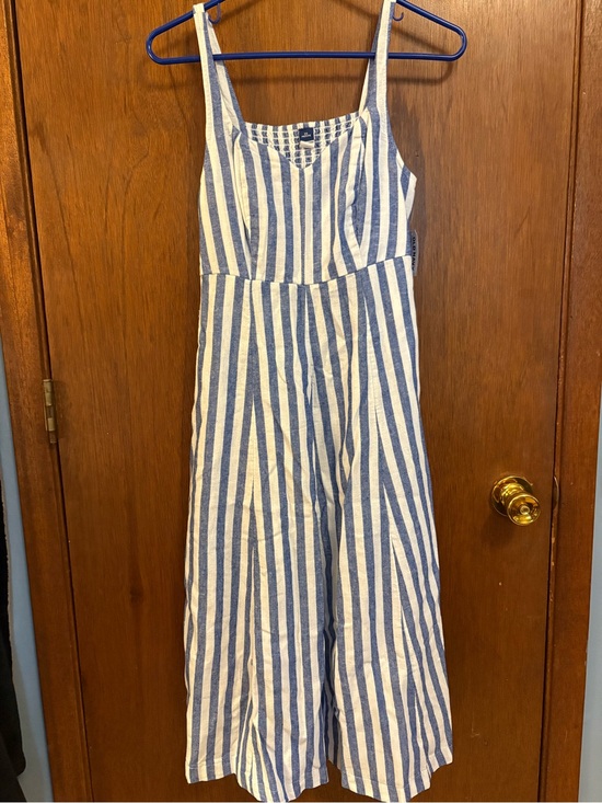 Old Navy Dresses & Skirts - Old Navy Blue and White Vertical Stripe Women's Jumpsuit dress. New with tags.
